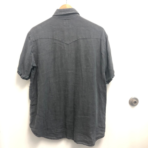 Mens Lucky Brand western linen shirt, ss, m black - Picture 4 of 4